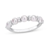 Thumbnail Image 0 of 3.5-4.0mm Button Freshwater Cultured Pearl and White Topaz Duo Five Stone Alternating Stackable Band in Sterling Silver