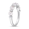 Thumbnail Image 2 of 3.5-4.0mm Button Freshwater Cultured Pearl and White Topaz Duo Five Stone Alternating Stackable Band in Sterling Silver