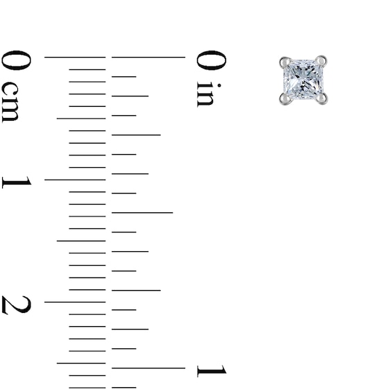 CT. T.w. Certified Princess-Cut Diamond Solitaire Stud Earrings in 14K White Gold (J/Vs2