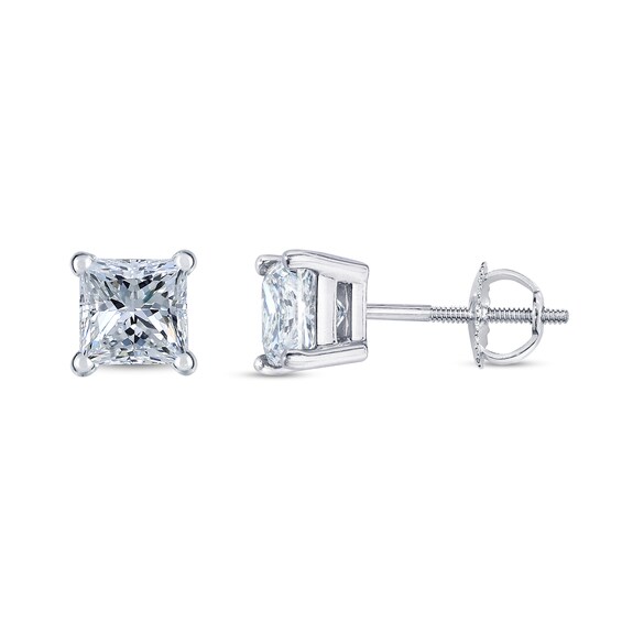 1 CT. T.w. Certified Princess-Cut Diamond Solitaire Stud Earrings in 14K White Gold (J/Vs2)