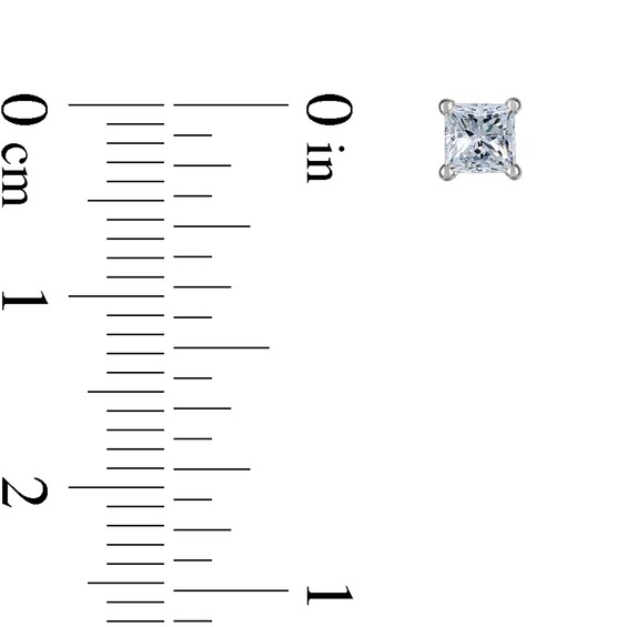 1 CT. T.w. Certified Princess-Cut Diamond Solitaire Stud Earrings in 14K White Gold (J/Vs2)