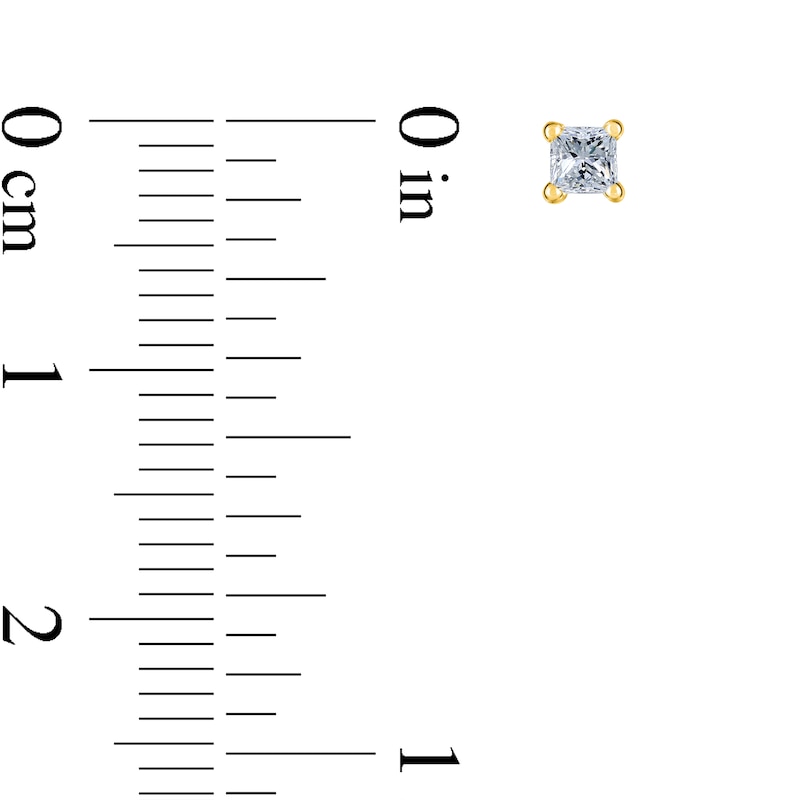 Main Image 4 of 3/8 CT. T.W. Certified Princess-Cut Diamond Solitaire Stud Earrings in 14K Gold (J/VS2)