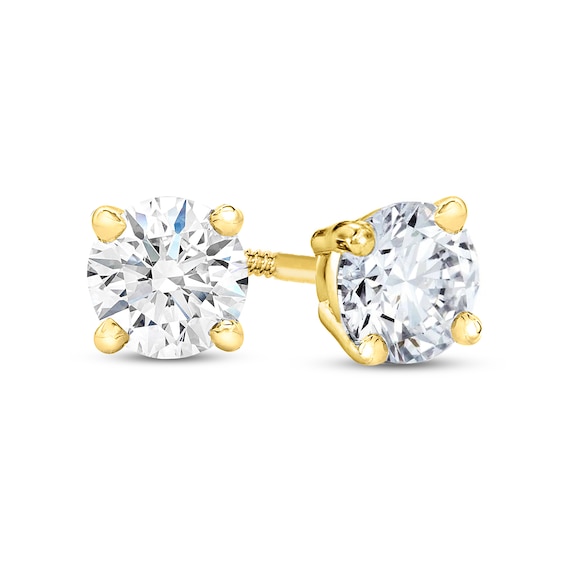 CT. T.w. Certified Diamond Solitaire Stud Earrings in 14K Gold (J/Vs2