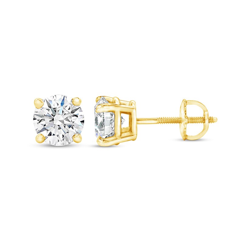 Main Image 3 of 1-1/2 CT. T.W. Certified Diamond Solitaire Stud Earrings in 14K Gold (J/VS2)