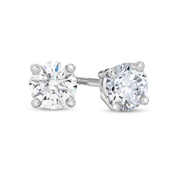 1/5 CT. T.w. Certified Diamond Solitaire Stud Earrings in 14K White Gold (J/I1)