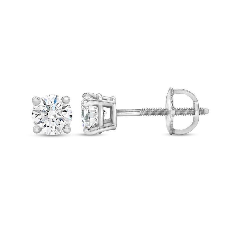 1/5 CT. T.W. Certified Diamond Solitaire Stud Earrings in 14K White Gold (J/I1)