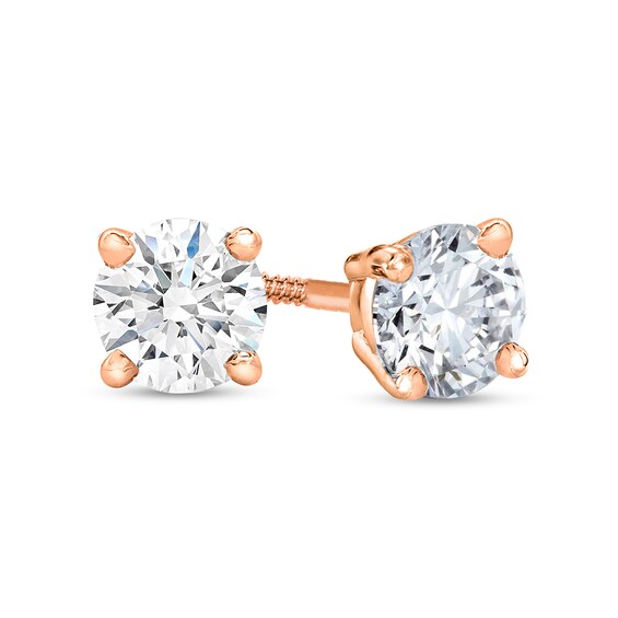 1/5 CT. T.w. Certified Diamond Solitaire Stud Earrings in 14K Rose Gold (J/I1)
