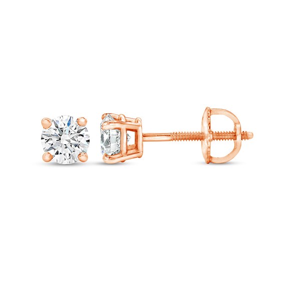 1/5 CT. T.w. Certified Diamond Solitaire Stud Earrings in 14K Rose Gold (J/I1)