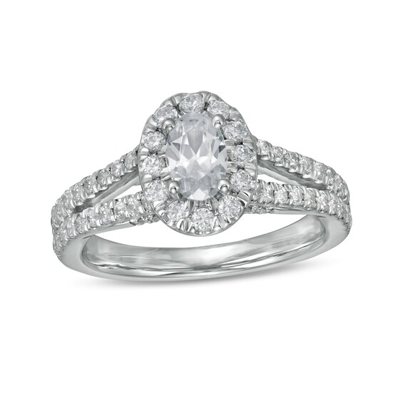 Zales Private Collection 1-1/4 CT. T.w. Certified Colourless Oval Diamond Split Shank Engagement Ring in 14K White Gold