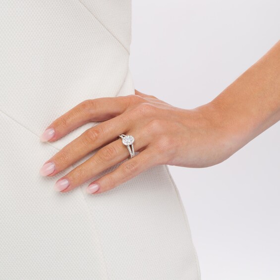 Zales Private Collection 1-1/4 CT. T.w. Certified Colourless Oval Diamond Split Shank Engagement Ring in 14K White Gold
