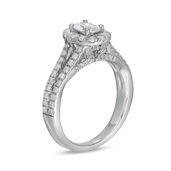 Zales Private Collection 1-1/4 CT. T.w. Certified Colourless Oval Diamond Split Shank Engagement Ring in 14K White Gold