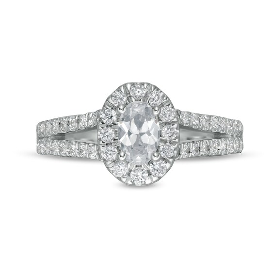 Zales Private Collection 1-1/4 CT. T.w. Certified Colourless Oval Diamond Split Shank Engagement Ring in 14K White Gold