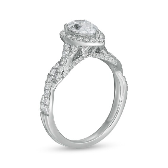 Zales Private Collection 1-1/3 CT. T.w. Certified Pear-Shaped Diamond Frame Engagement Ring in 14K White Gold (F/I1)