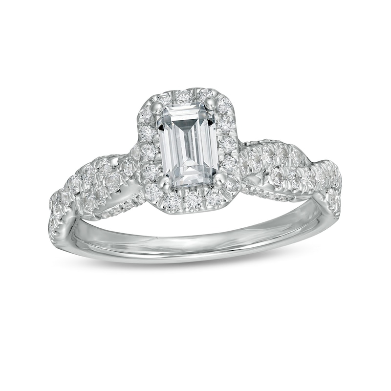 Main Image 1 of Zales Private Collection 1 CT. T.W. Certified Colorless Emerald-Cut Diamond Frame Engagement Ring in 14K White Gold