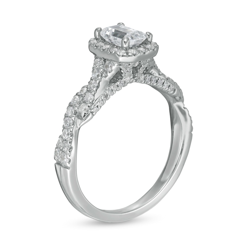 Main Image 3 of Zales Private Collection 1 CT. T.W. Certified Colorless Emerald-Cut Diamond Frame Engagement Ring in 14K White Gold