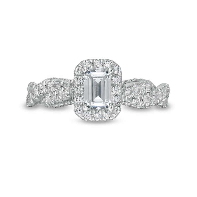 Main Image 4 of Zales Private Collection 1 CT. T.W. Certified Colorless Emerald-Cut Diamond Frame Engagement Ring in 14K White Gold