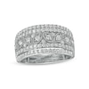 Thumbnail Image 1 of 1 CT. T.W. Diamond Multi-Row Leaf Anniversary Band in Sterling Silver