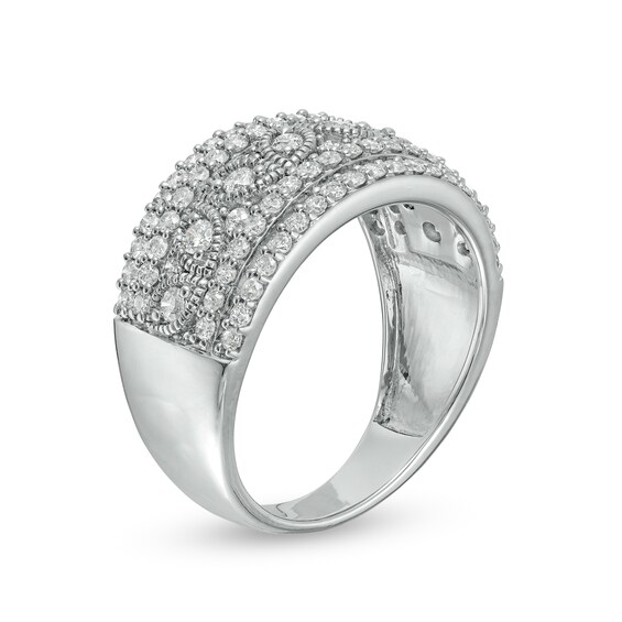 1 CT. T.w. Diamond Multi-Row Leaf Anniversary Band in Sterling Silver