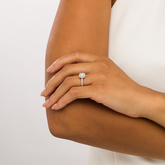 Celebration Ideal 1 CT. T.w. Certified Diamond Cushion-Shaped Frame Engagement Ring in 14K White Gold (I/I1)