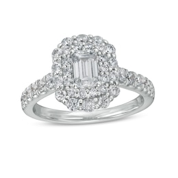 Love's Destiny by Zales 1-1/2 CT. T.W. Certified Emerald-Cut Diamond Frame Engagement Ring in 14K White Gold (I/SI2)