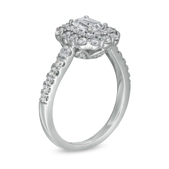 Love's Destiny by Zales 1-1/2 CT. T.w. Certified Emerald-Cut Diamond Frame Engagement Ring in 14K White Gold (I/Si2)