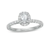 Thumbnail Image 0 of 1 CT. T.W. Oval Diamond Frame Engagement Ring in 14K White Gold (I/I2)