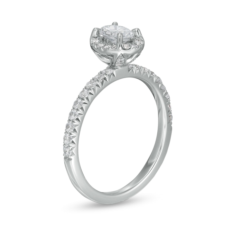 1 CT. T.W. Oval Diamond Frame Engagement Ring in 14K White Gold (I/I2)