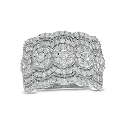 1-1/2 CT. T.W. Multi-Diamond Art Deco Vintage-Style Anniversary Band in Sterling Silver
