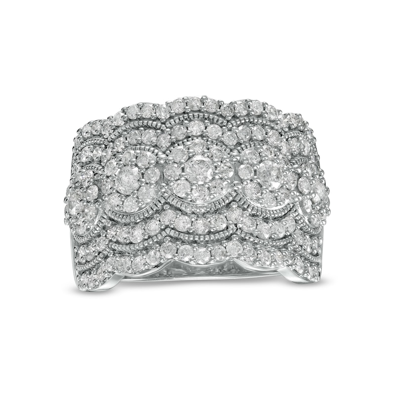 Main Image 1 of 1-1/2 CT. T.W. Multi-Diamond Art Deco Vintage-Style Anniversary Band in Sterling Silver