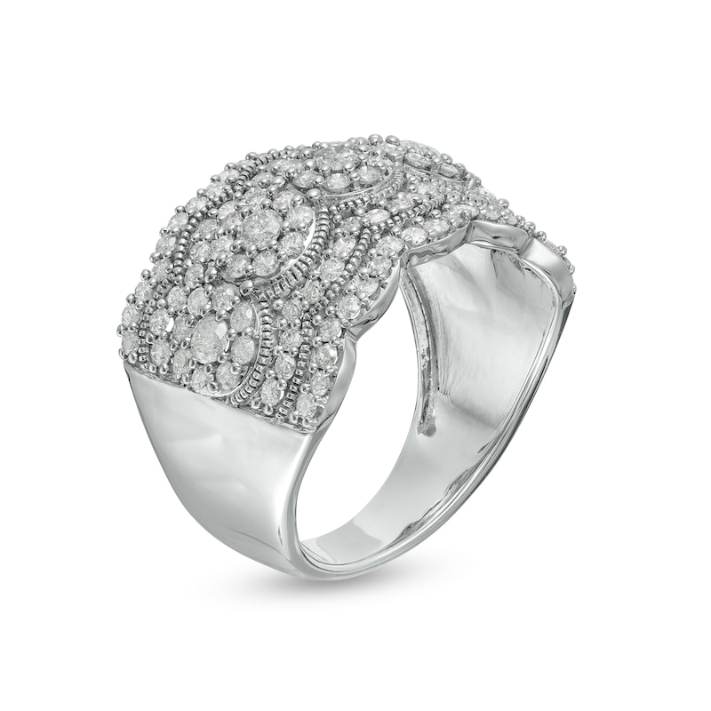 Main Image 3 of 1-1/2 CT. T.W. Multi-Diamond Art Deco Vintage-Style Anniversary Band in Sterling Silver