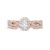 Thumbnail Image 3 of 1 CT. T.W. Oval Diamond Frame Split Shank Bridal Set in 14K Rose Gold (I/I2)