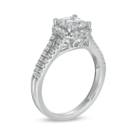 1-1/2 CT. T.w. Princess-Cut Diamond Frame Split Shank Engagement Ring in 14K White Gold (I/I2)