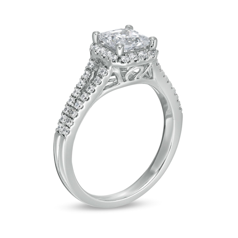 Main Image 3 of 1-1/2 CT. T.W. Princess-Cut Diamond Frame Split Shank Engagement Ring in 14K White Gold (I/I2)