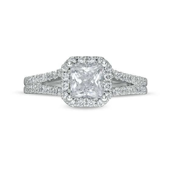 1-1/2 CT. T.w. Princess-Cut Diamond Frame Split Shank Engagement Ring in 14K White Gold (I/I2)