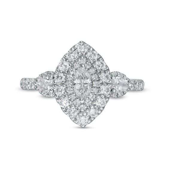 1 CT. T. W. Marquise-Cut Diamond Past Present FutureÂ® Frame Engagement Ring in 14K White Gold