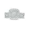 Thumbnail Image 3 of 1 CT. T.W. Quad Princess-Cut Diamond Double Cushion-Shaped Frame Twist Shank Bridal Set in 14K White Gold