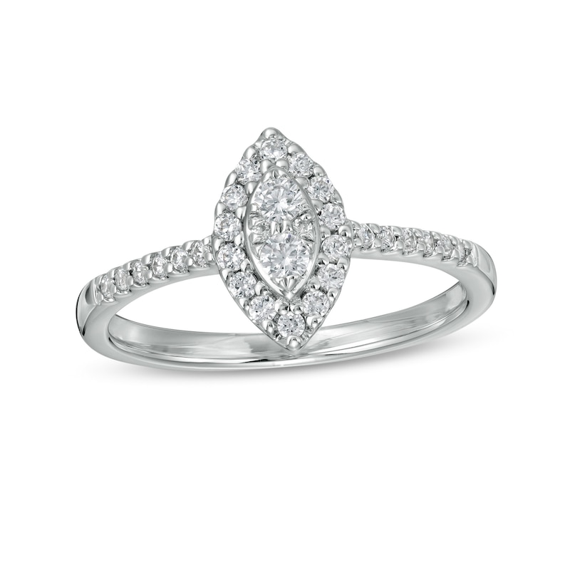 Main Image 1 of 1/3 CT. T.W. Composite Marquise-Shaped Diamond Frame Engagement Ring in 14K White Gold