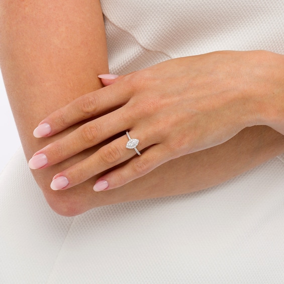 1/3 CT. T.w. Composite Marquise-Shaped Diamond Frame Engagement Ring in 14K White Gold