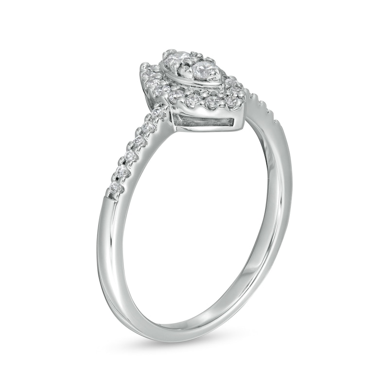 Main Image 3 of 1/3 CT. T.W. Composite Marquise-Shaped Diamond Frame Engagement Ring in 14K White Gold