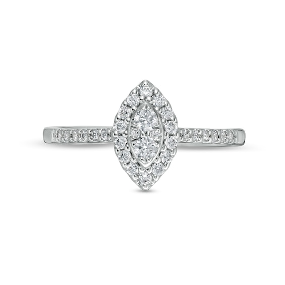 1/3 CT. T.w. Composite Marquise-Shaped Diamond Frame Engagement Ring in 14K White Gold