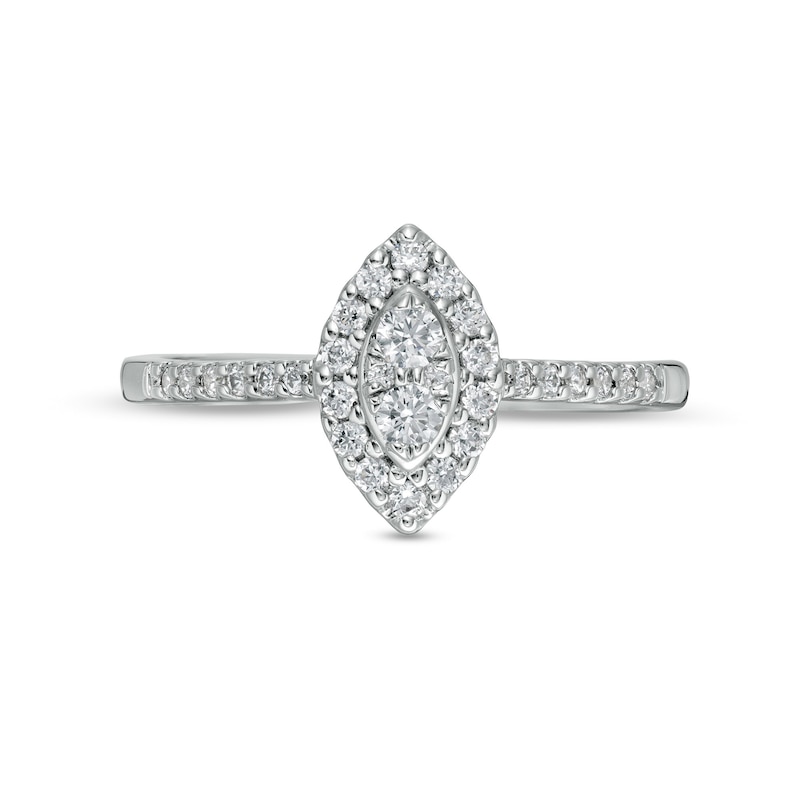 Main Image 4 of 1/3 CT. T.W. Composite Marquise-Shaped Diamond Frame Engagement Ring in 14K White Gold