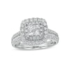 Thumbnail Image 1 of 1-1/4 CT. T.W. Princess-Cut Quad Diamond Double Cushion-Shaped Frame Engagement Ring in 14K White Gold