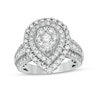 Thumbnail Image 1 of 1-1/2 CT. T.W. Composite Pear-Shaped Diamond Double Frame Vintage-Style Engagement Ring in 14K White Gold