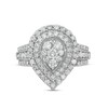 Thumbnail Image 3 of 1-1/2 CT. T.W. Composite Pear-Shaped Diamond Double Frame Vintage-Style Engagement Ring in 14K White Gold