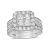 Thumbnail Image 1 of 2-1/2 CT. T.W. Princess-Cut Quad Diamond Frame Vintage-Style Bridal Set in 14K White Gold