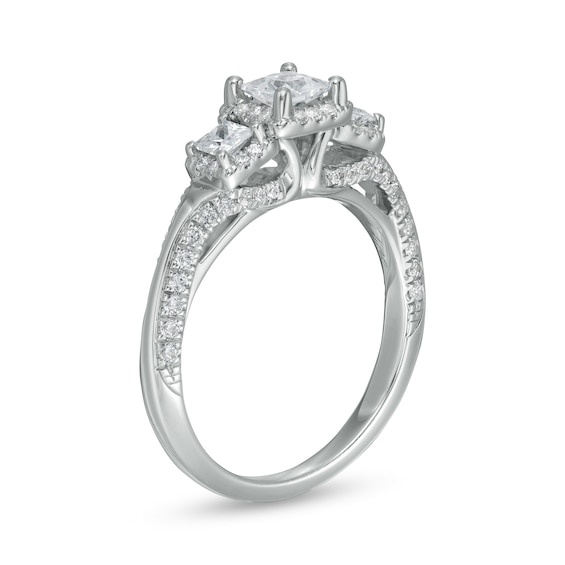 1-1/8 CT. T.w. Princess-Cut Diamond Past Present FutureÂ® Frame Engagement Ring in 14K White Gold