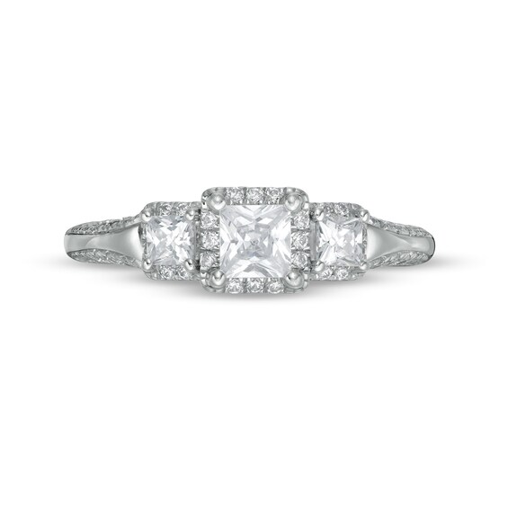 1-1/8 CT. T.w. Princess-Cut Diamond Past Present FutureÂ® Frame Engagement Ring in 14K White Gold