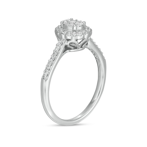 1/3 CT. T.w. Composite Oval Diamond Scallop Frame Engagement Ring in 10K White Gold