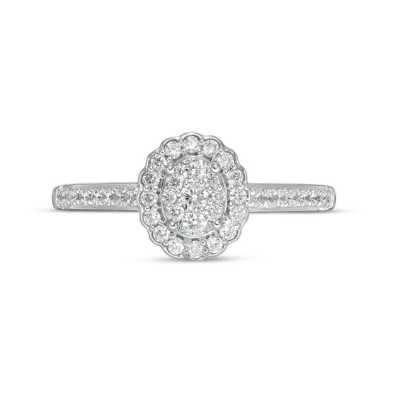 1/3 CT. T.w. Composite Oval Diamond Scallop Frame Engagement Ring in 10K White Gold