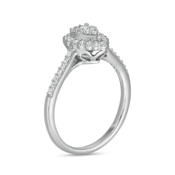 1/3 CT. T.w. Composite Pear-Shaped Diamond Scallop Frame Engagement Ring in 10K White Gold